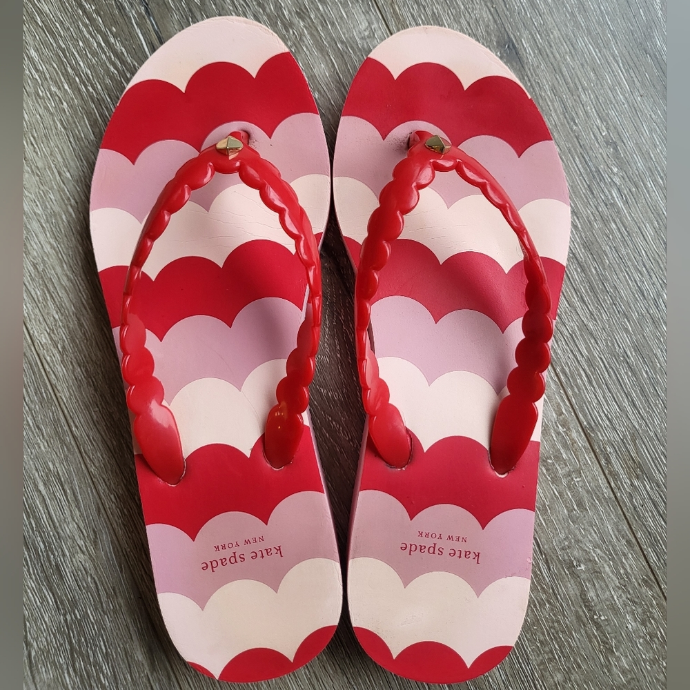 Kate Spade Flip Flops 7 Red & Pink